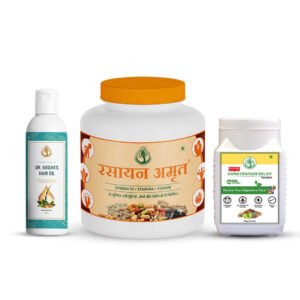 Rasayan Amrit + Dr. Megha's Hair Oil + Constipation Relief Powder (Combo Pack of 3)