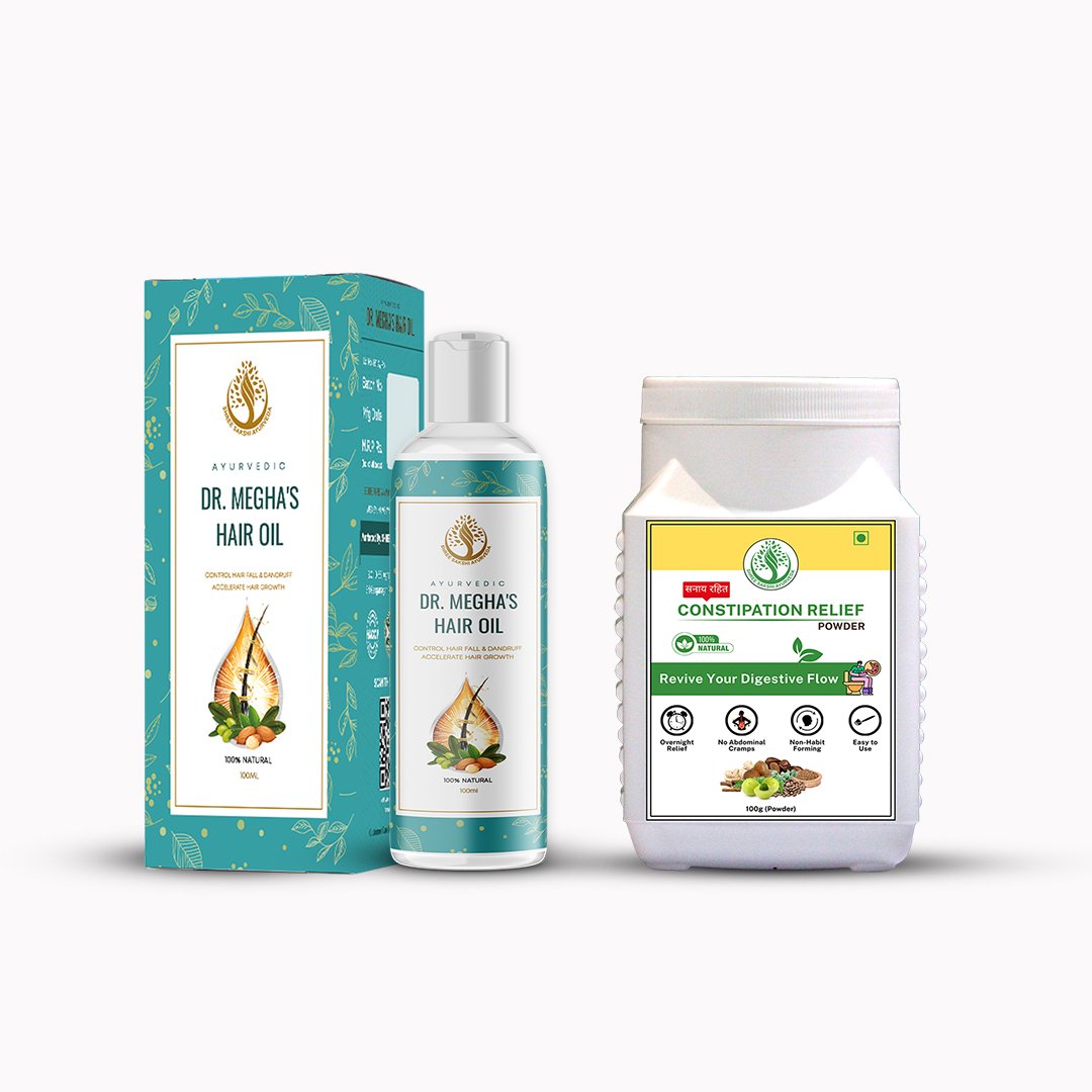 Dr. Megha’s Hair Oil + Constipation Relief Powder (Combo Pack of 2) image 1