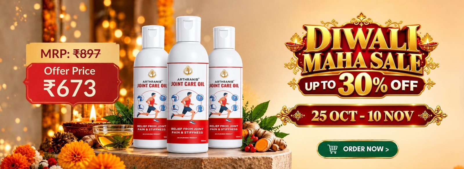 Diwali Maha Sale - Arthranib Joint Care Oil pack of 3, offer price Rs 673