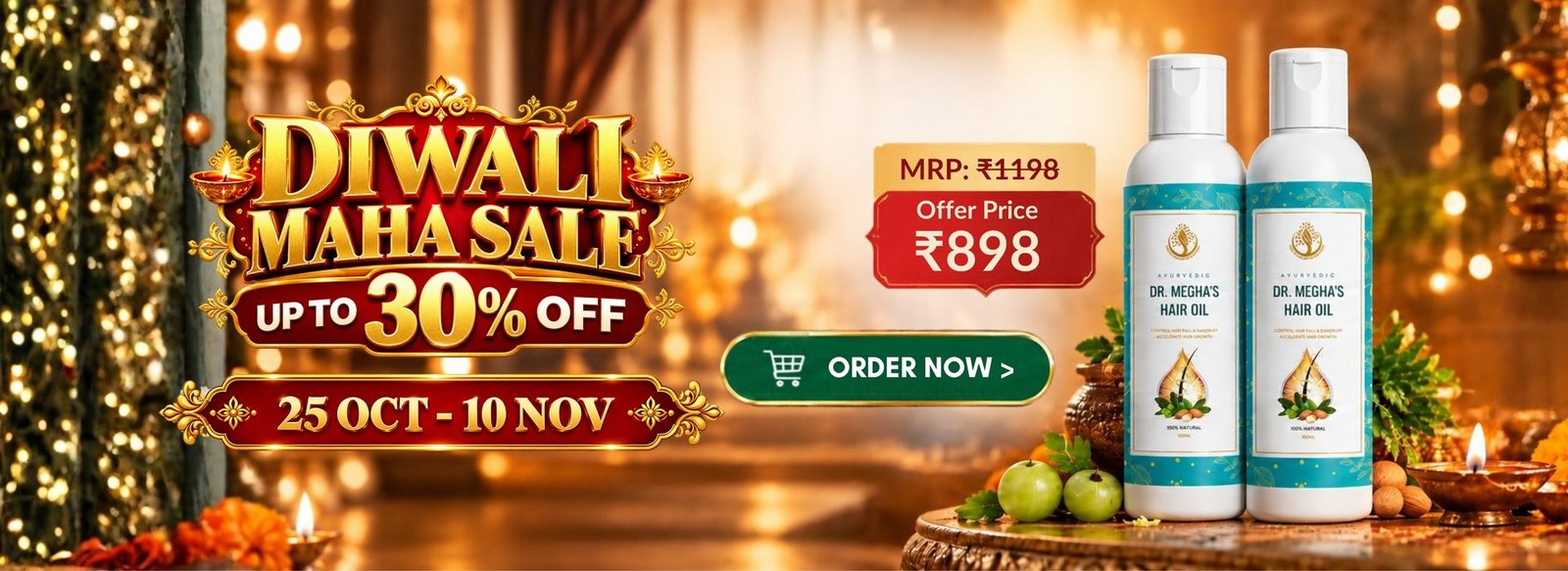 Diwali Maha Sale - Dr. Megha's Hair Oil pack of 2, offer price Rs 898